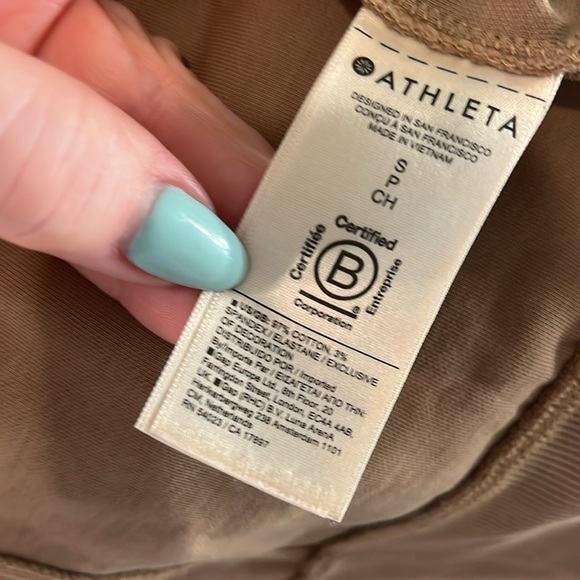 Athleta Sundown Hoodie Sweatshirt Size Small Big Sur Brown Organic Cotton - Picture 9 of 14